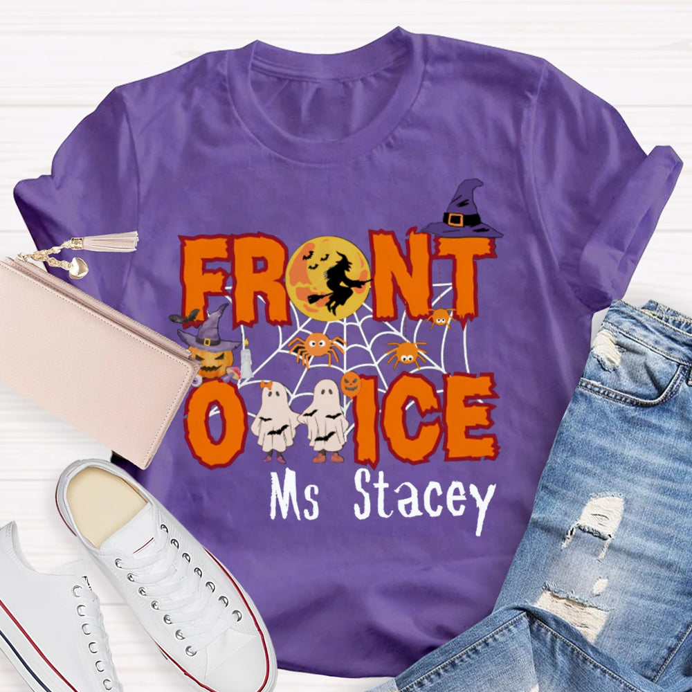 Personalized Name Front Office Cute Little Ghost Halloween T-shirt