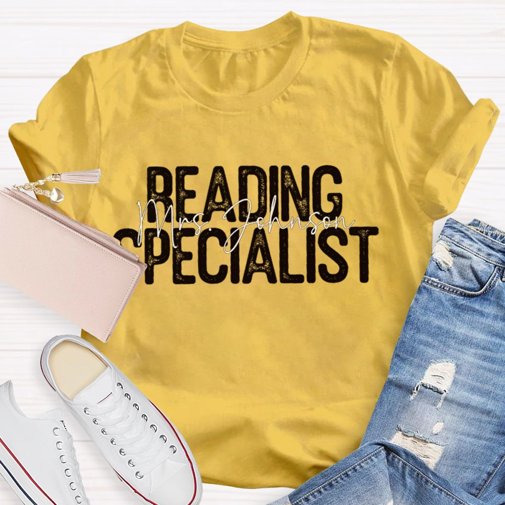 Personalized Name Reading Specialist T-shirt