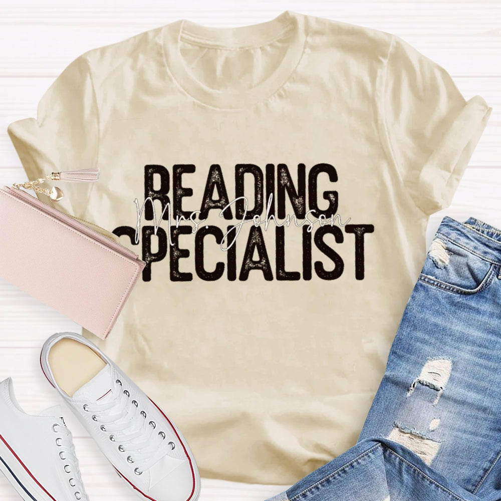 Personalized Name Reading Specialist T-shirt