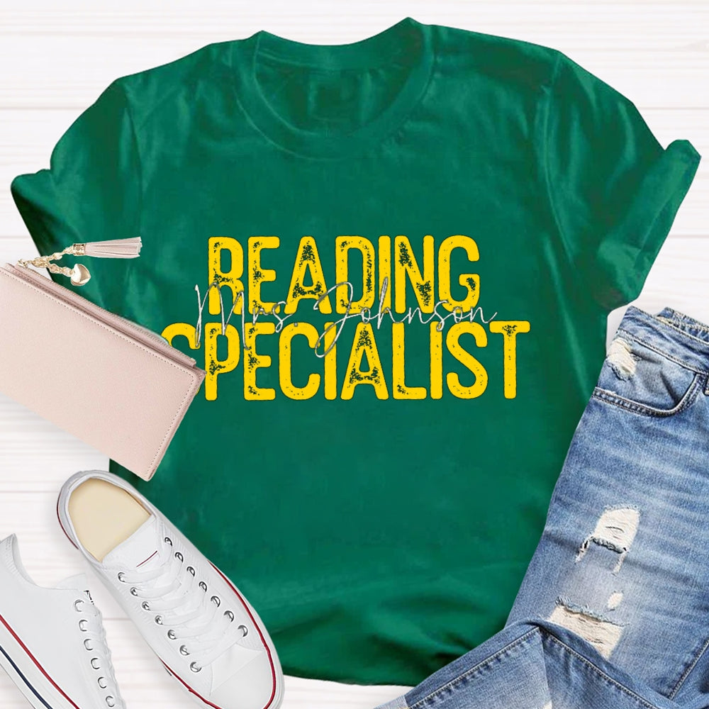 Personalized Name Reading Specialist T-shirt