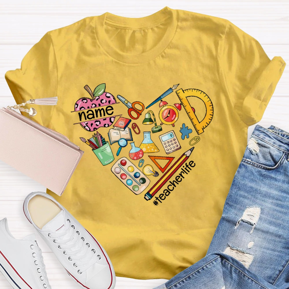 Personalized Name Teacher Life Love Funny T-shirt