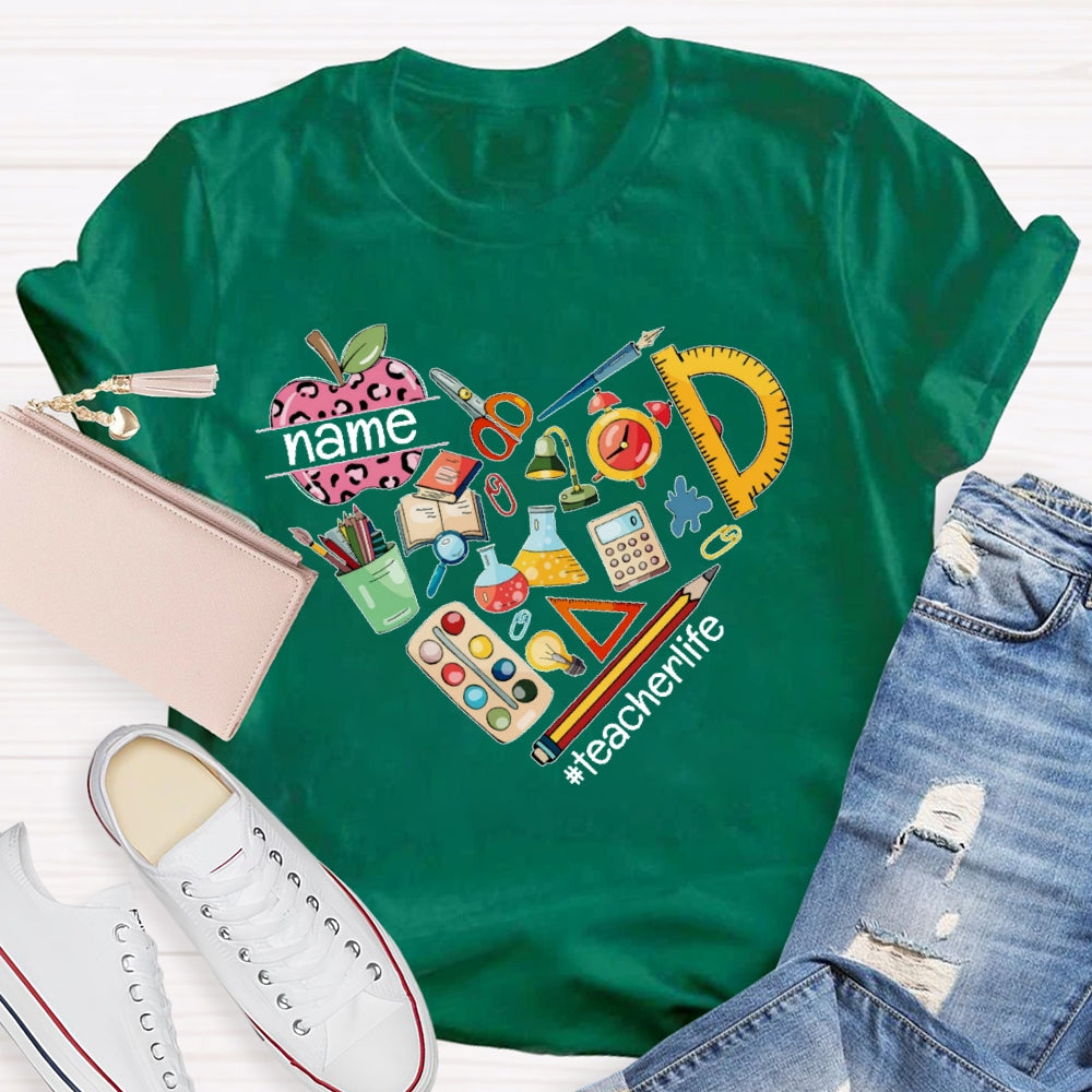 Personalized Name Teacher Life Love Funny T-shirt