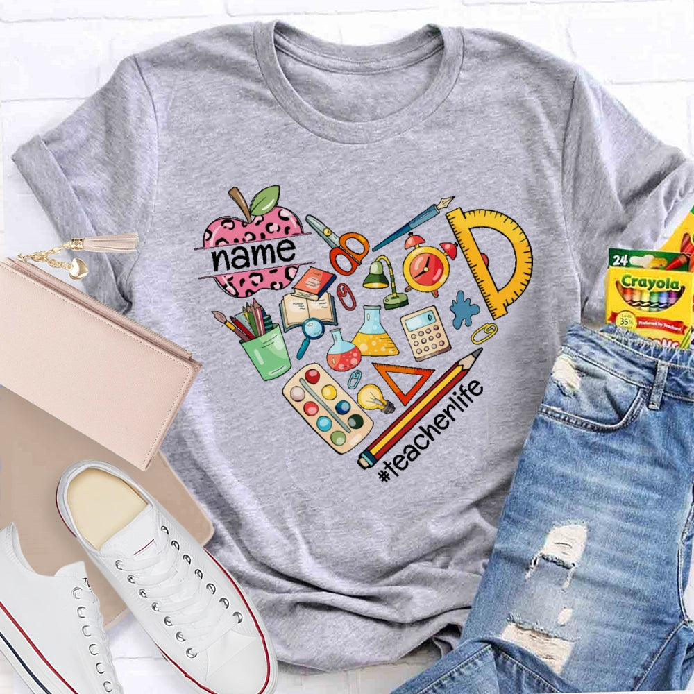 Personalized Name Teacher Life Love Funny T-shirt