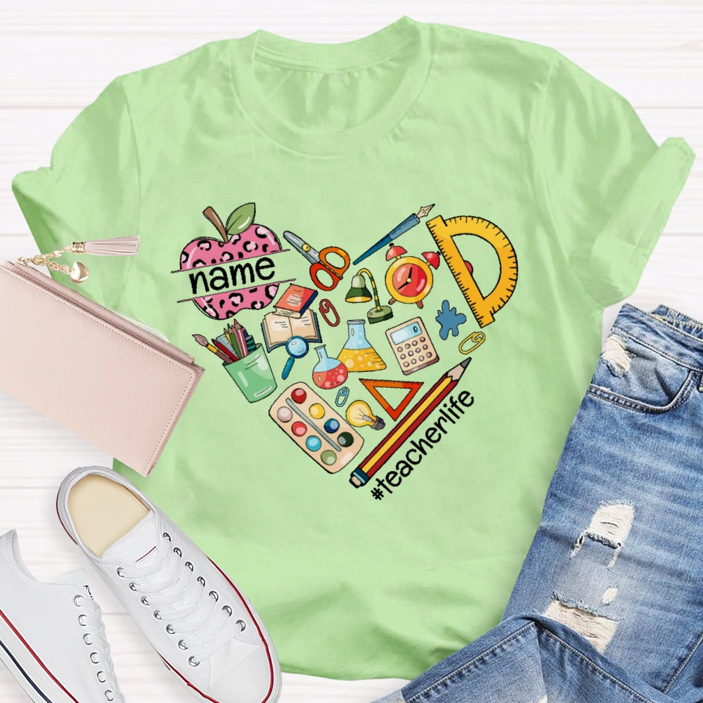 Personalized Name Teacher Life Love Funny T-shirt