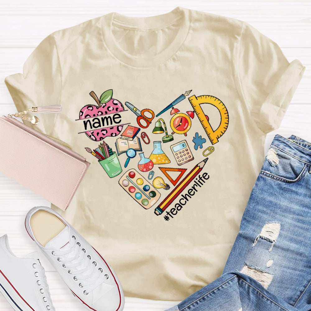 Personalized Name Teacher Life Love Funny T-shirt
