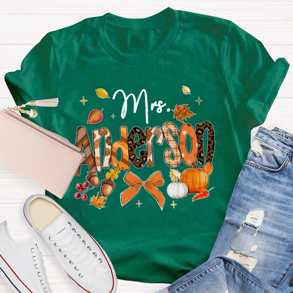 Personalized Name Autumn Pumpkin Funny T-shirt