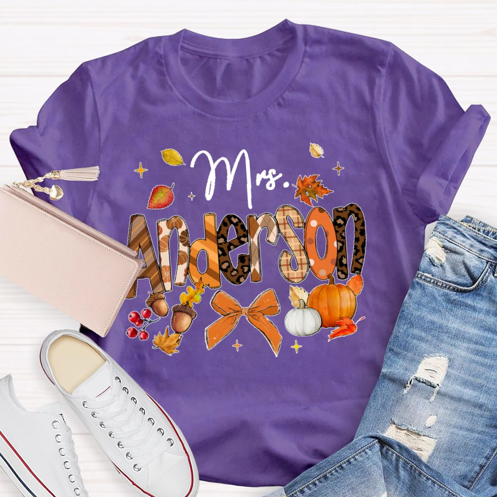 Personalized Name Autumn Pumpkin Funny T-shirt
