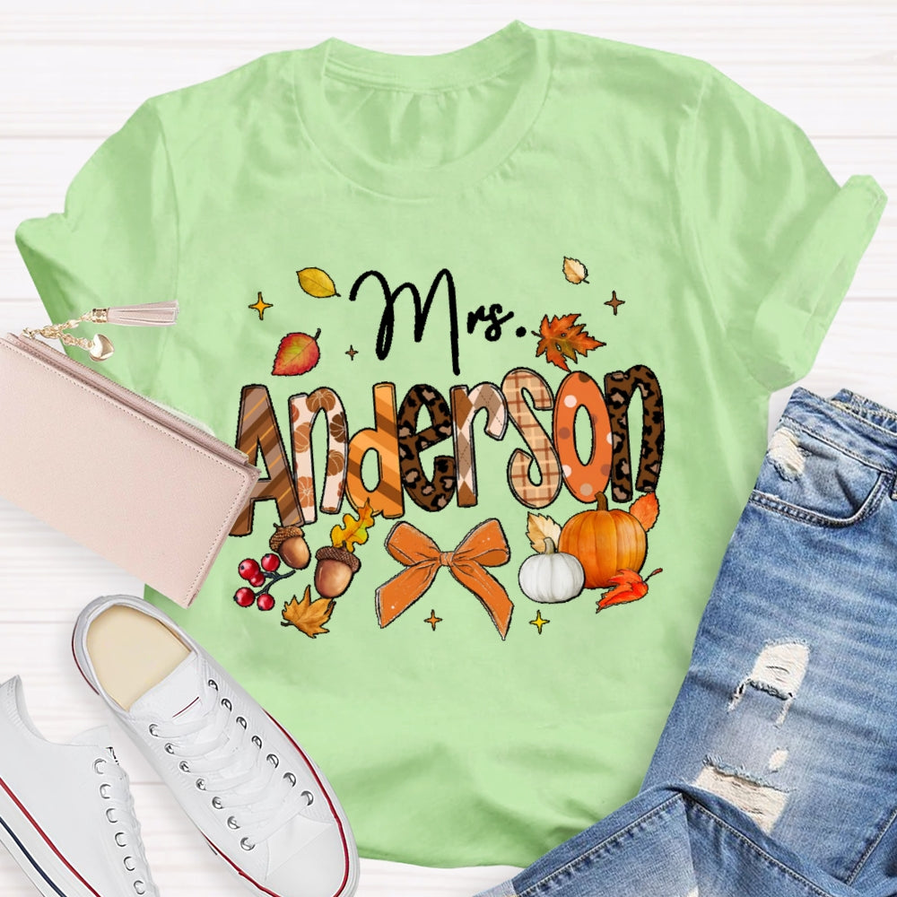 Personalized Name Autumn Pumpkin Funny T-shirt