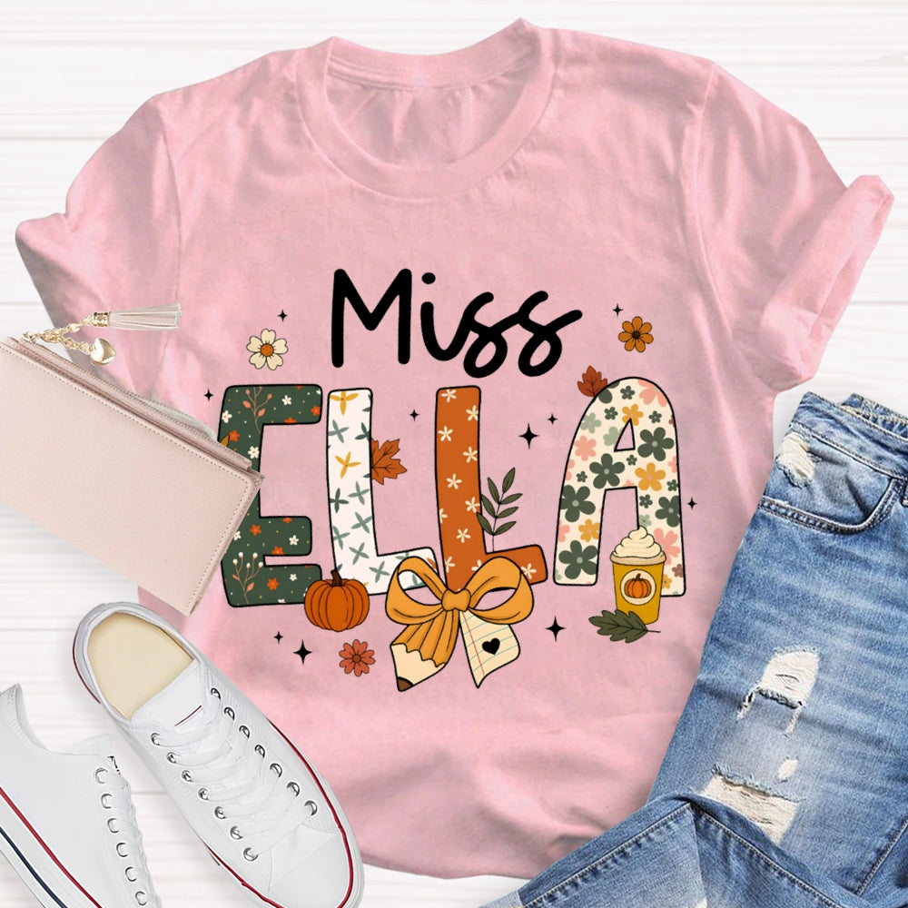 Personalized Name Pumpkin Milk Tea Funny Halloween T-shirt