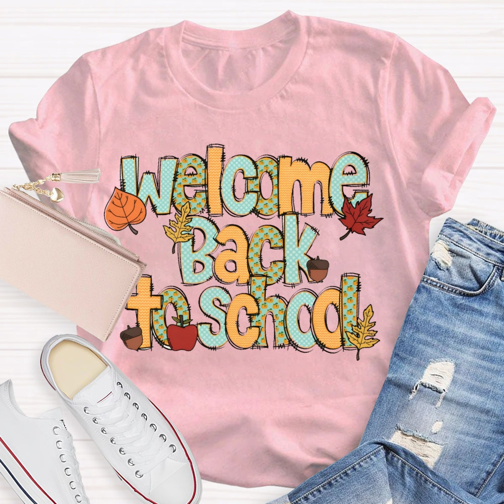 Welcome Back To School Maple Leaf Halloween Teacher T-shirt
