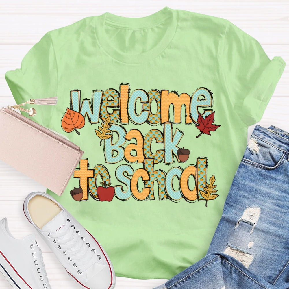 Welcome Back To School Maple Leaf Halloween Teacher T-shirt