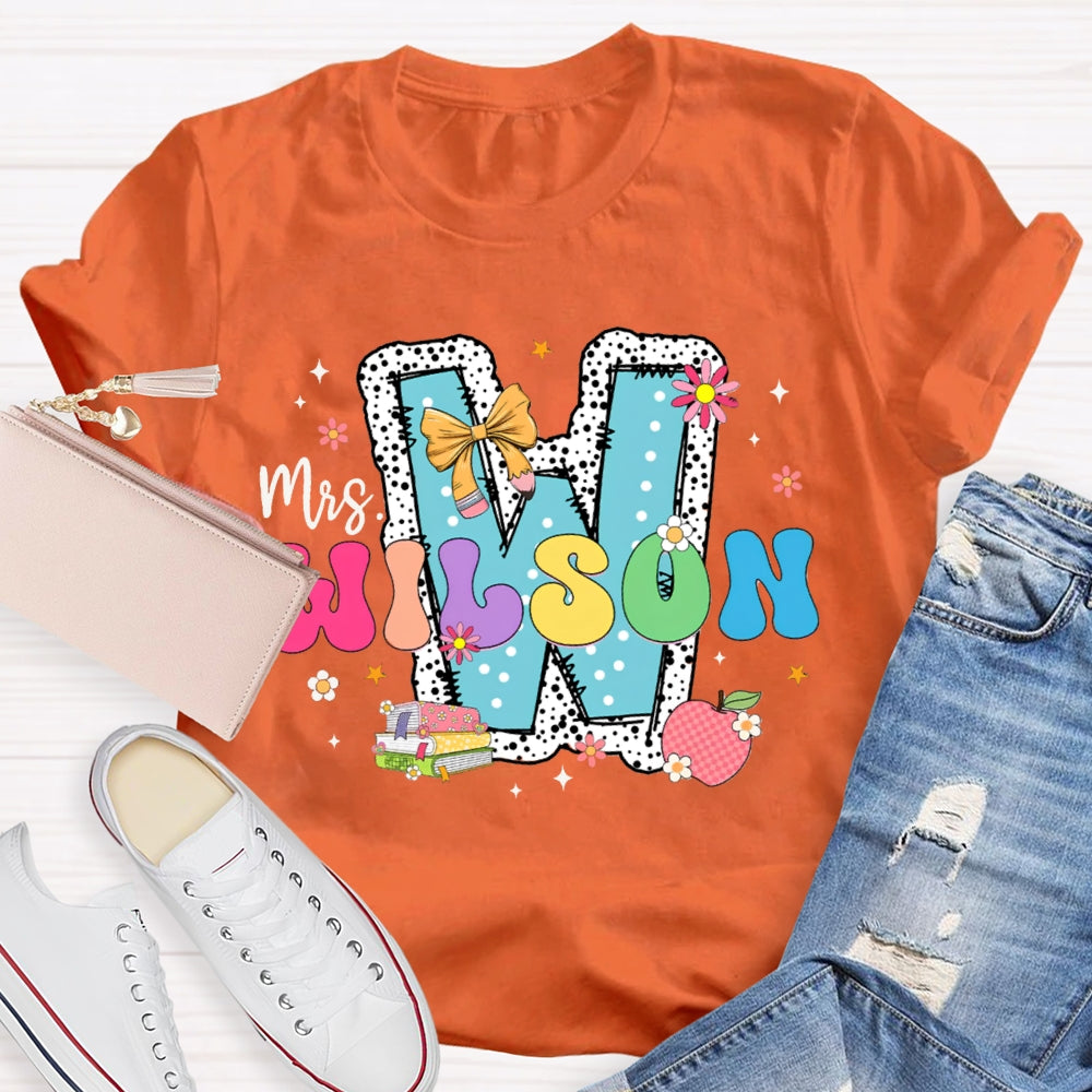 Personalized Name W Is For Wilson Teacher T-shirt