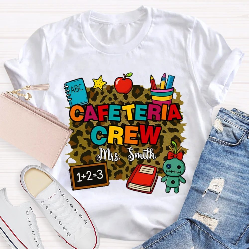 Personalized Name Cafeteria Crew Leopard Print T-shirt