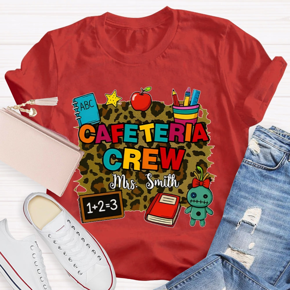 Personalized Name Cafeteria Crew Leopard Print T-shirt