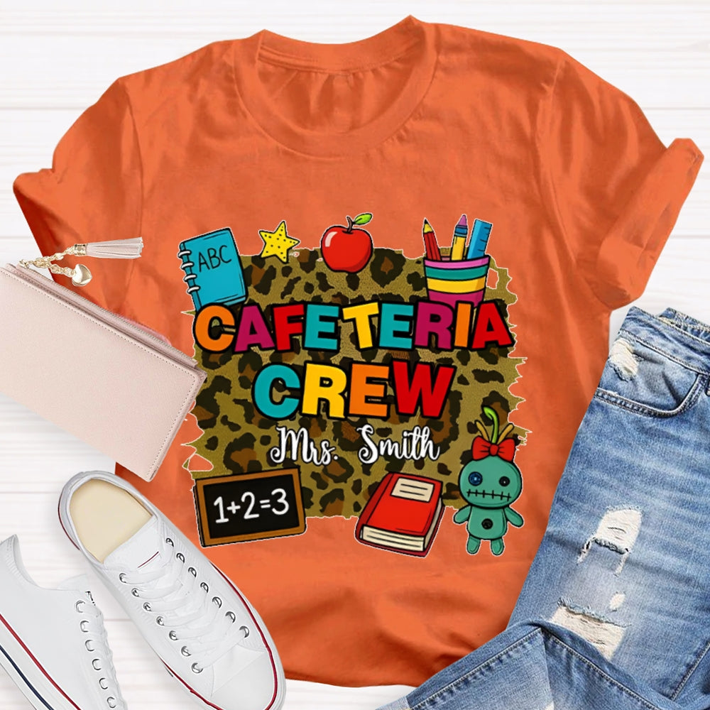 Personalized Name Cafeteria Crew Leopard Print T-shirt