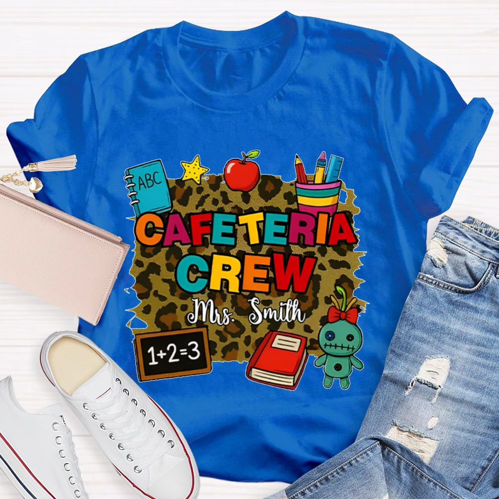 Personalized Name Cafeteria Crew Leopard Print T-shirt