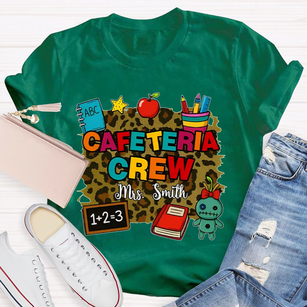 Personalized Name Cafeteria Crew Leopard Print T-shirt