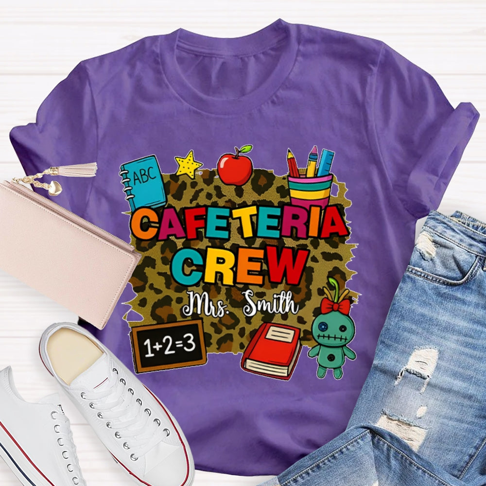 Personalized Name Cafeteria Crew Leopard Print T-shirt