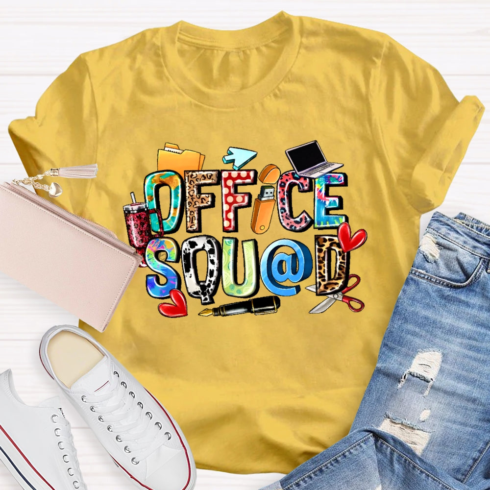 Office Squad Leopard Print Letters Funny T-shirt