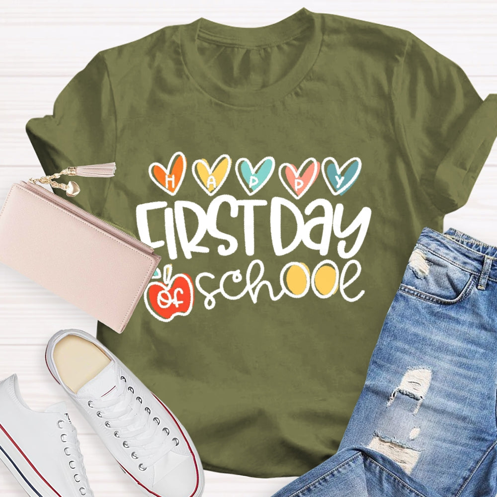 Happy First Day Of School Shirt Boy Girl Back To School Funny T-shirt