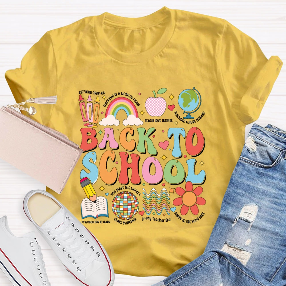 Back To School Colorful Letters Funny Teachers T-shirt