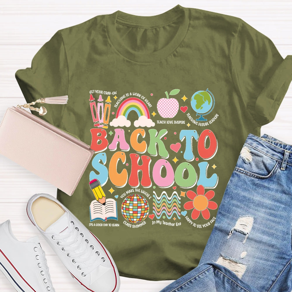 Back To School Colorful Letters Funny Teachers T-shirt