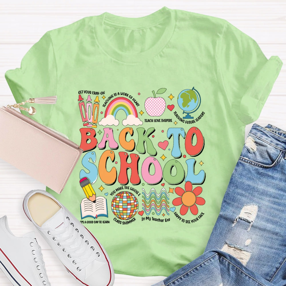 Back To School Colorful Letters Funny Teachers T-shirt