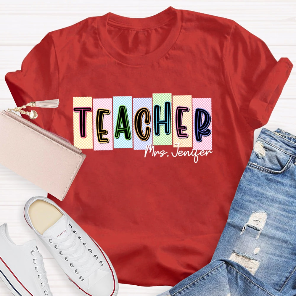 Personalized Name Teachers Back To School Funny Lattice T-shirt