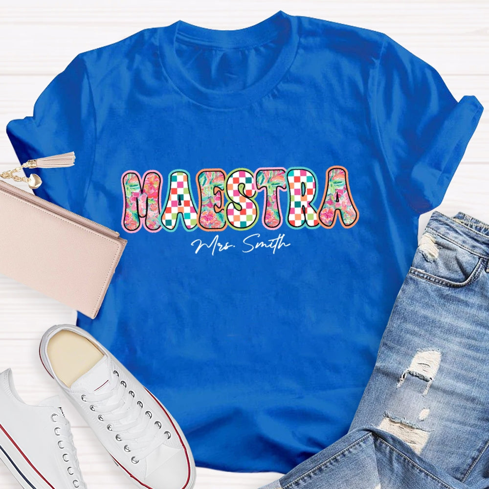 Personalized Name  Maestra Colorful Letters Spanish Teacher T-shirt