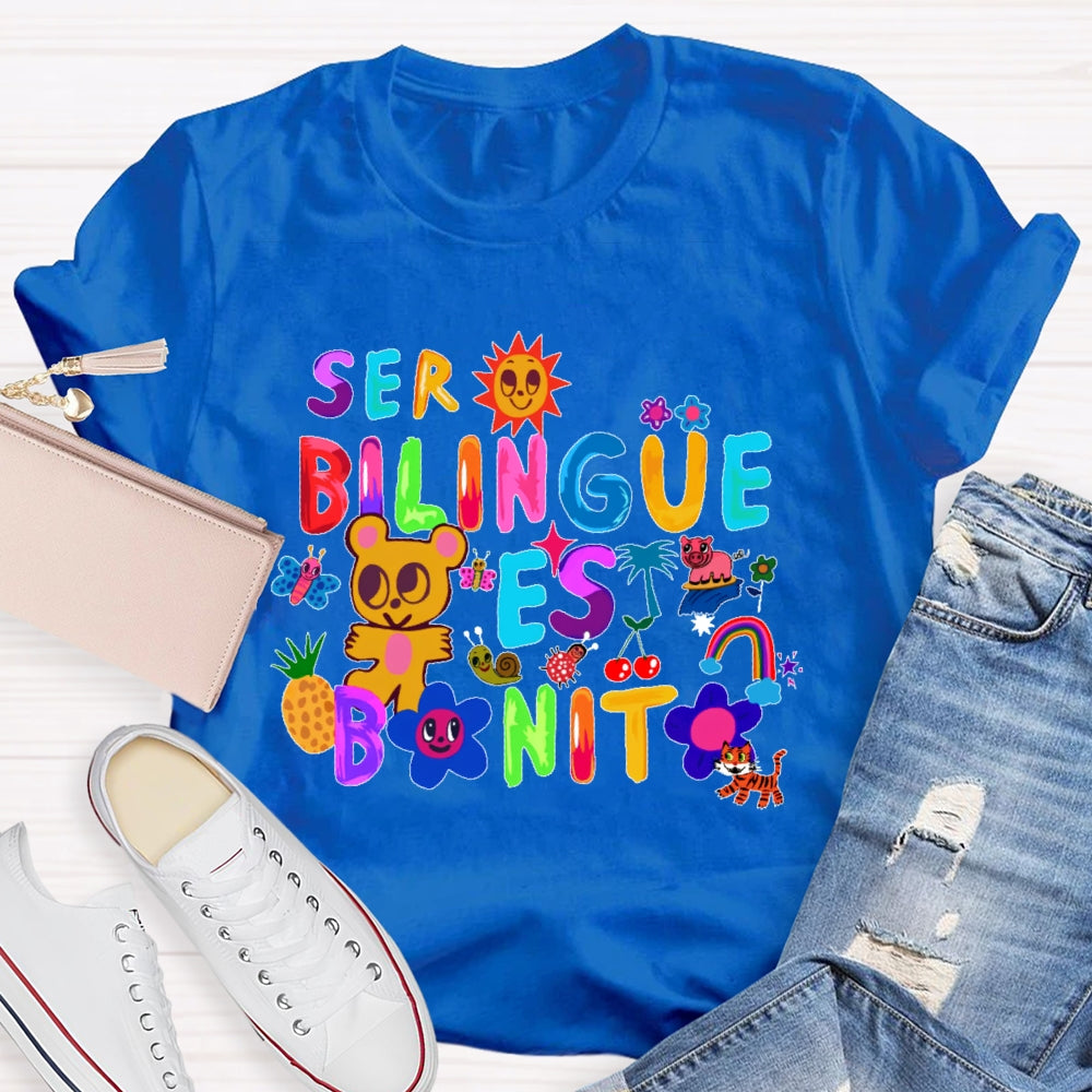 Ser Bilingüe Es Bonito Colorful   Spanish T-shirt