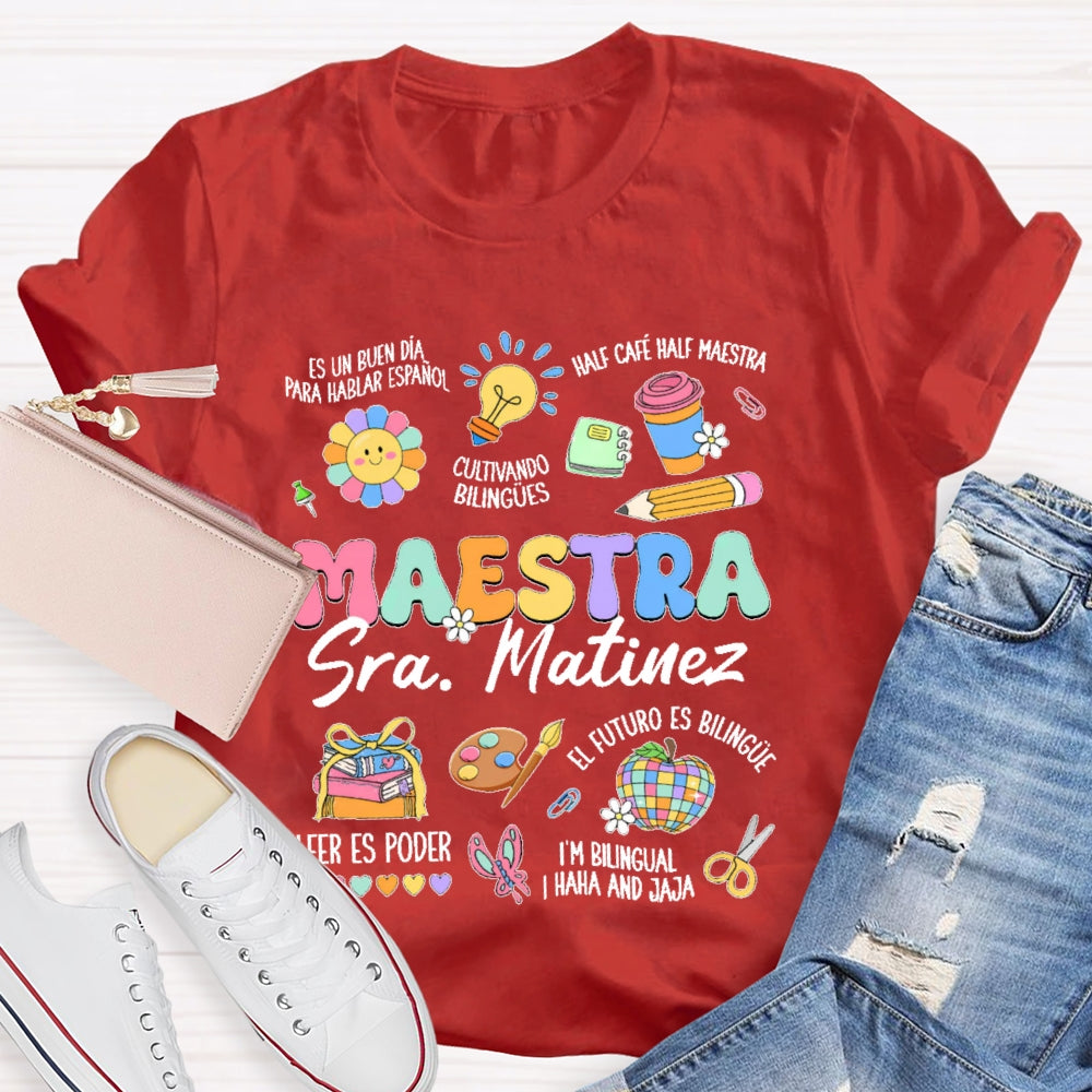 Personalized Name  Maestra Colorful Pattern T-shirt