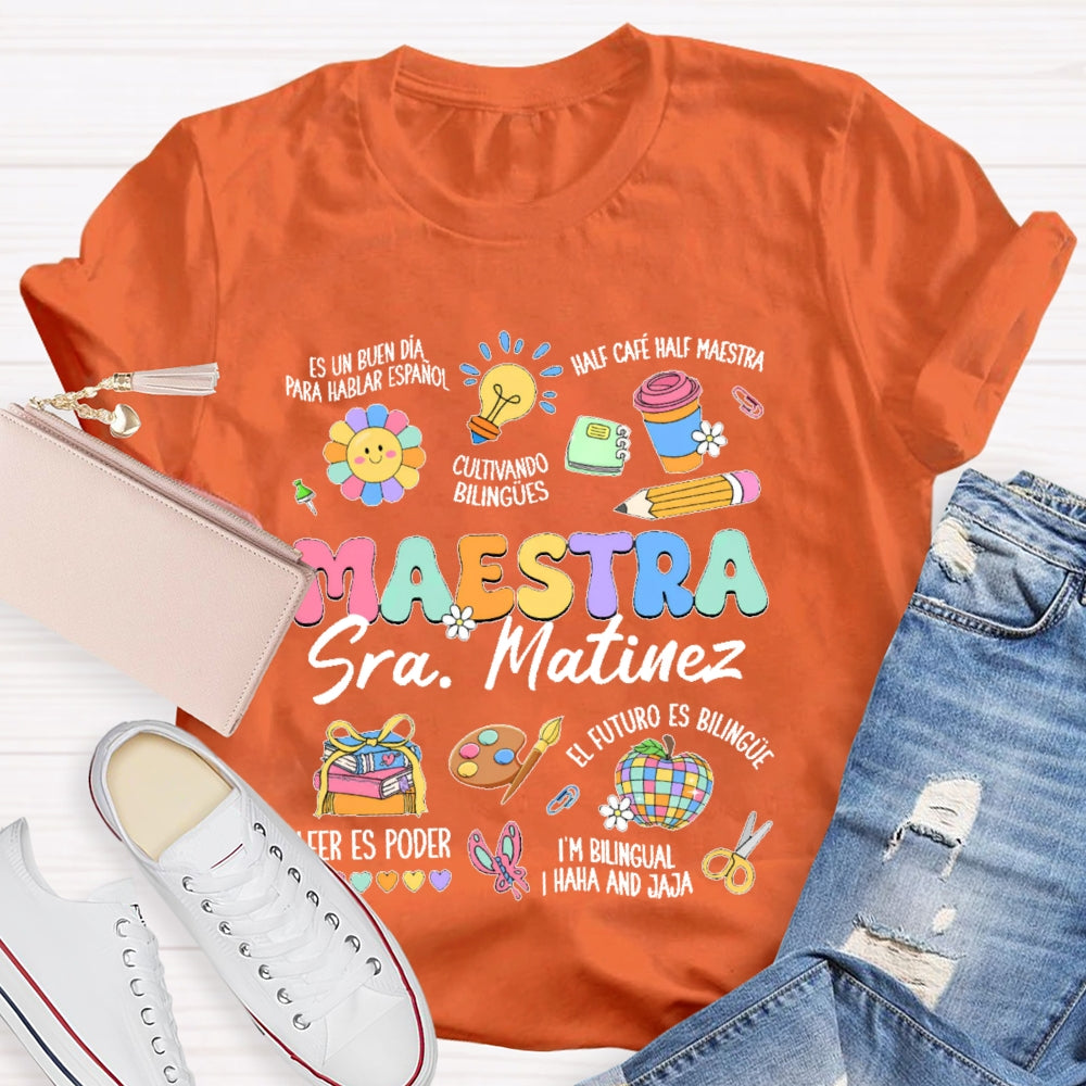 Personalized Name  Maestra Colorful Pattern T-shirt
