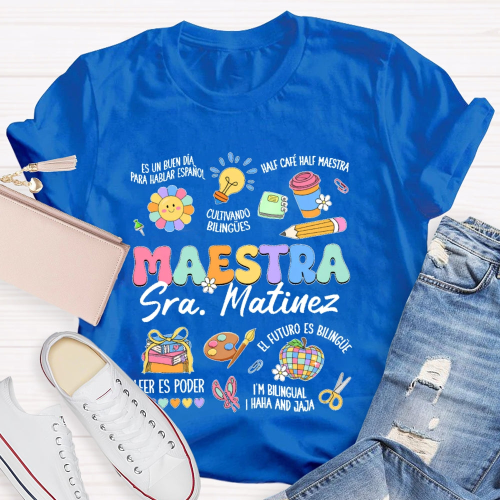 Personalized Name  Maestra Colorful Pattern T-shirt