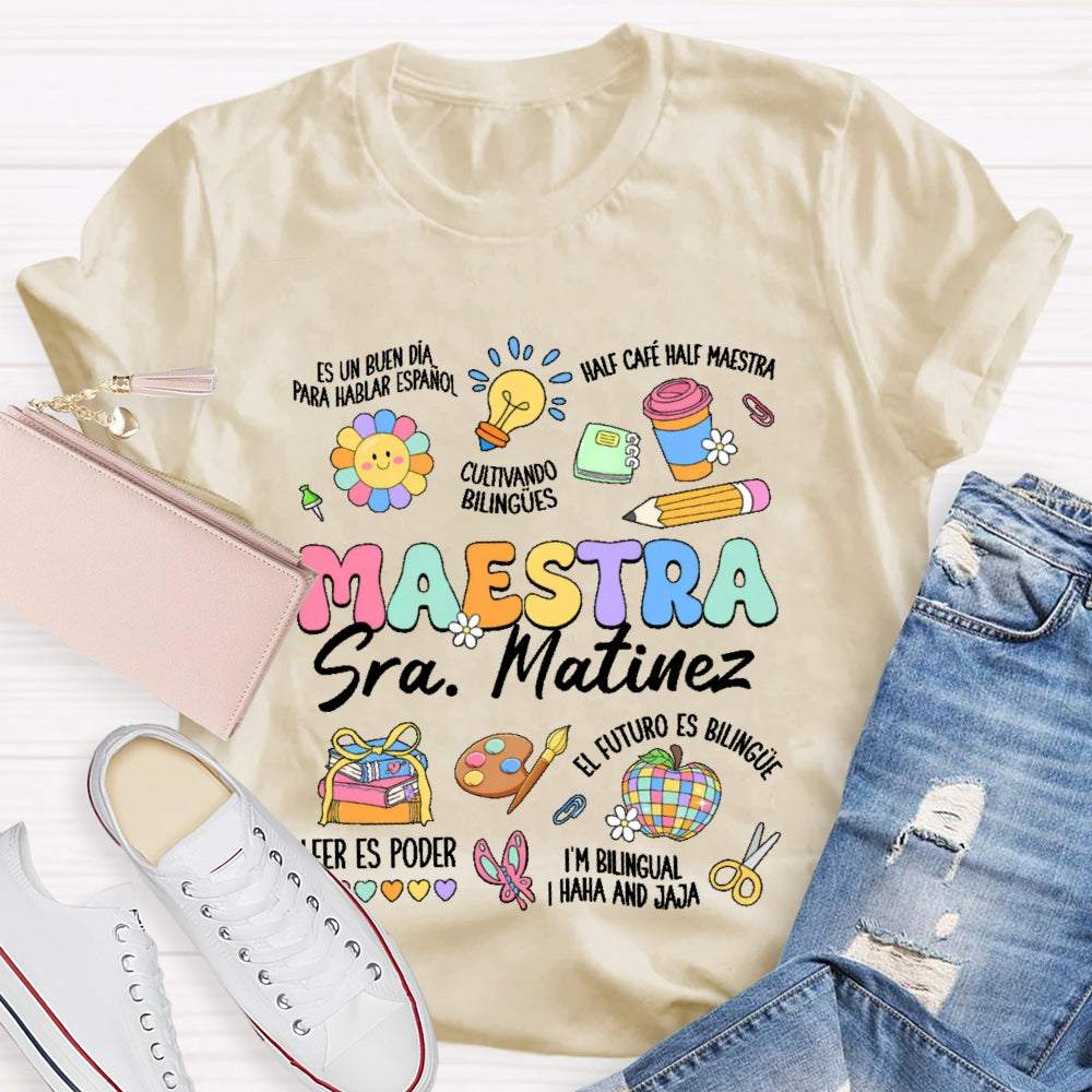 Personalized Name  Maestra Colorful Pattern T-shirt