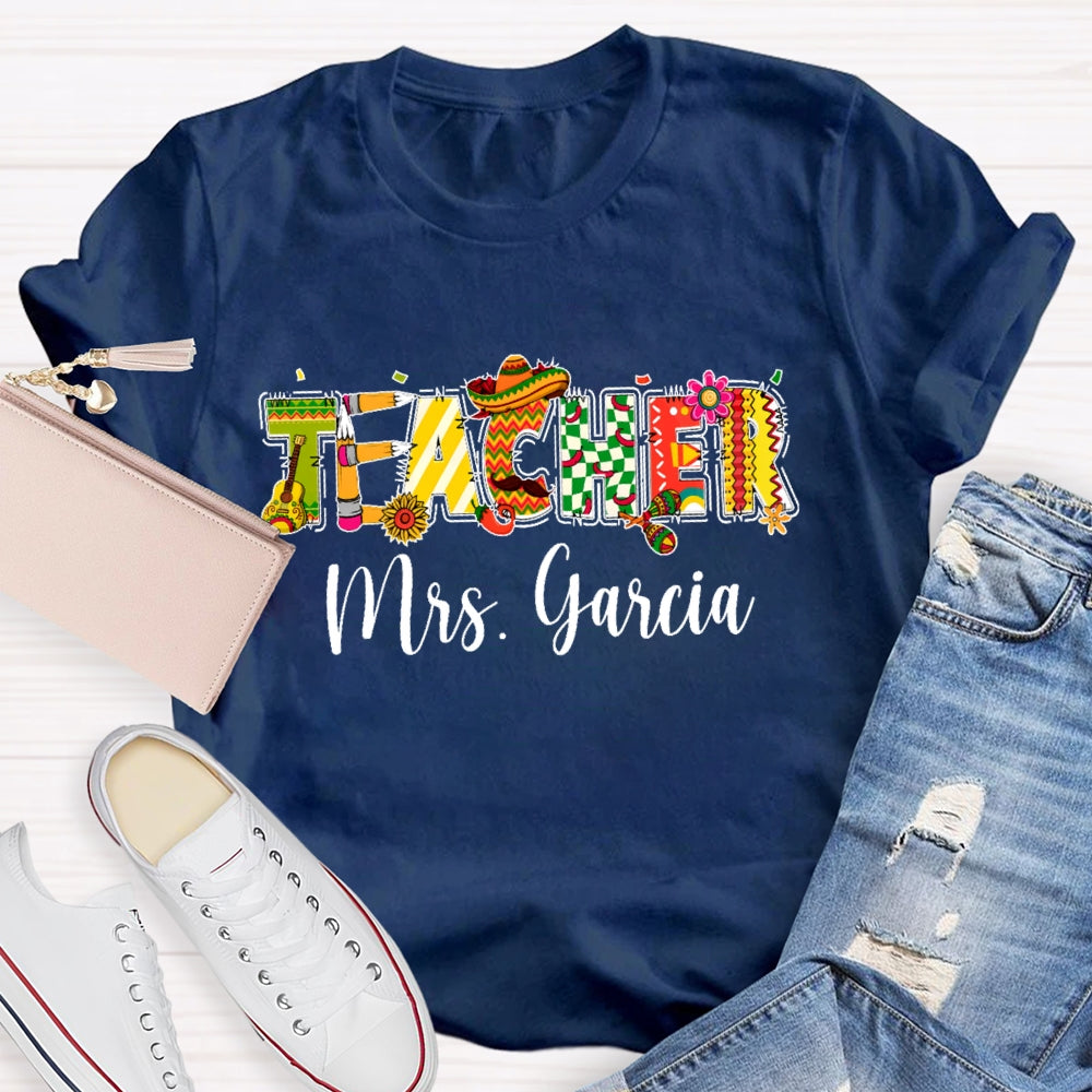 Personalized Name Teacher Cute Letters Back To School T-shirt