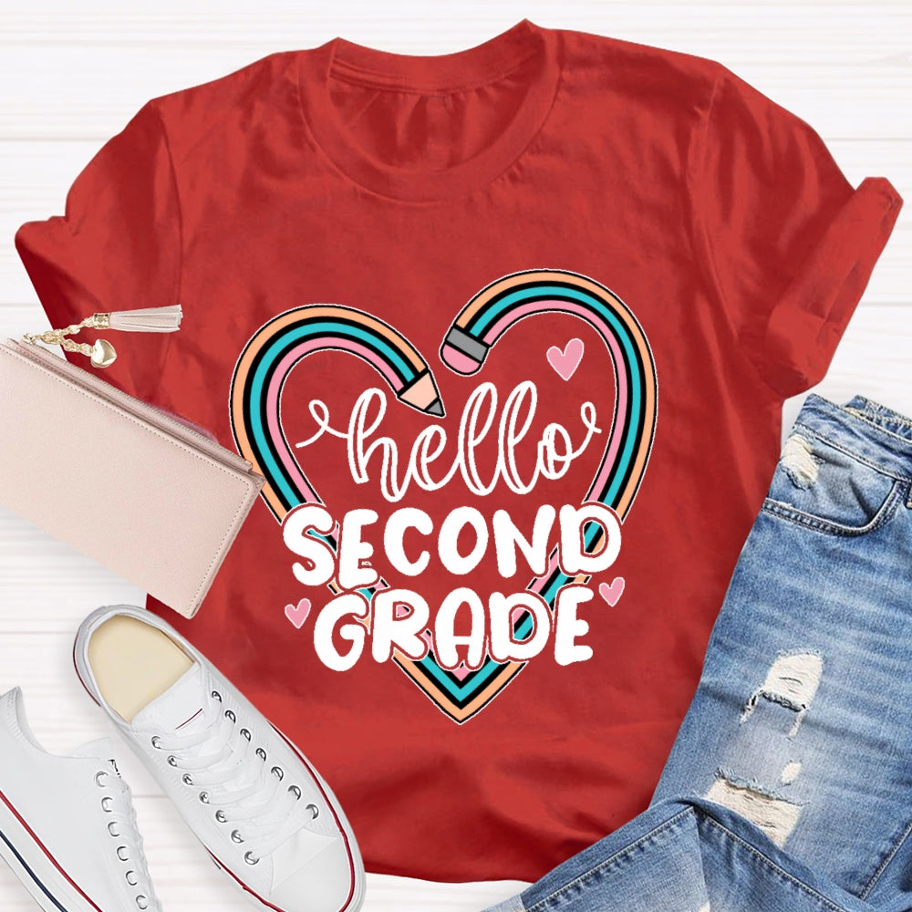 Personalized Grade Hello Second Grade  Funny T-shirt
