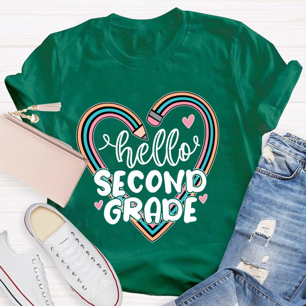 Personalized Grade Hello Second Grade  Funny T-shirt