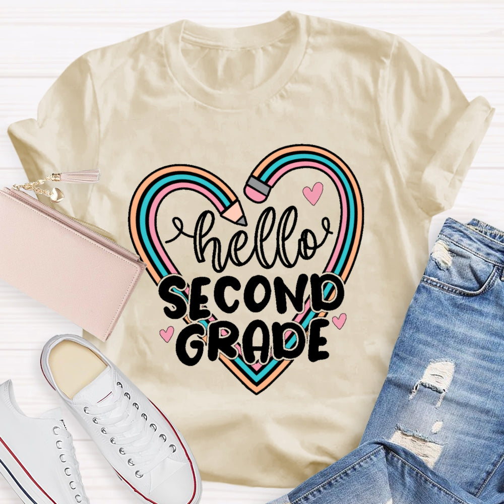 Personalized Grade Hello Second Grade Funny T-shirt