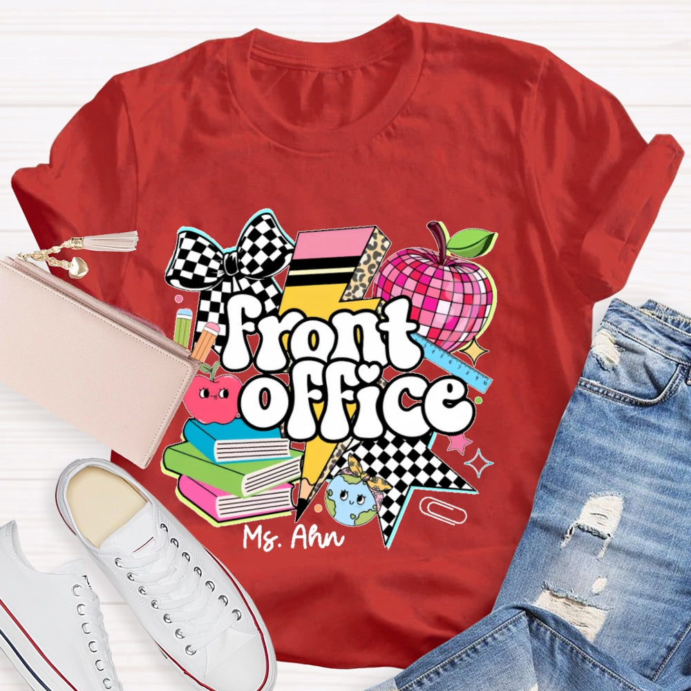 Personalized Name Front Office  Letters Funny  T-shirt