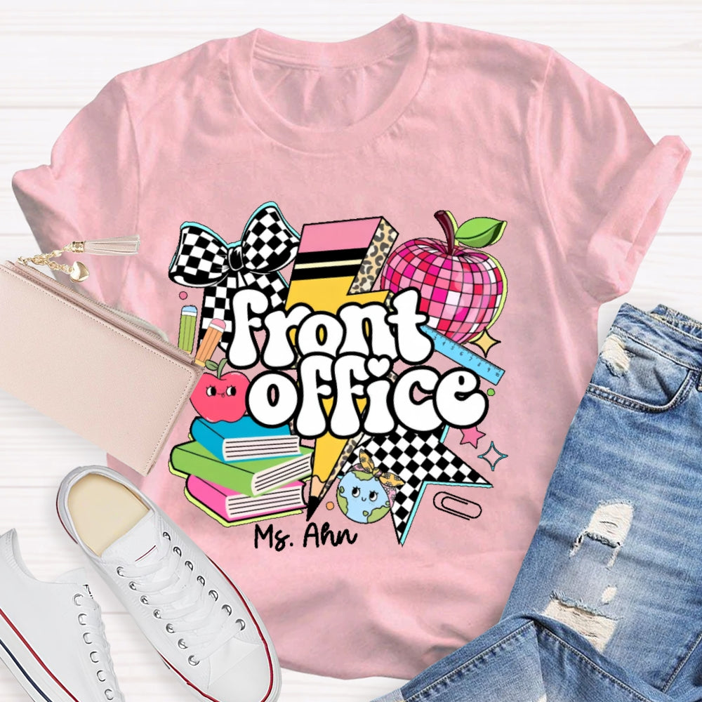 Personalized Name Front Office  Letters Funny  T-shirt
