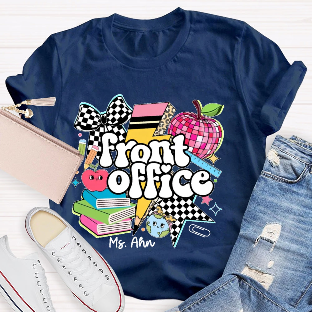 Personalized Name Front Office  Letters Funny  T-shirt