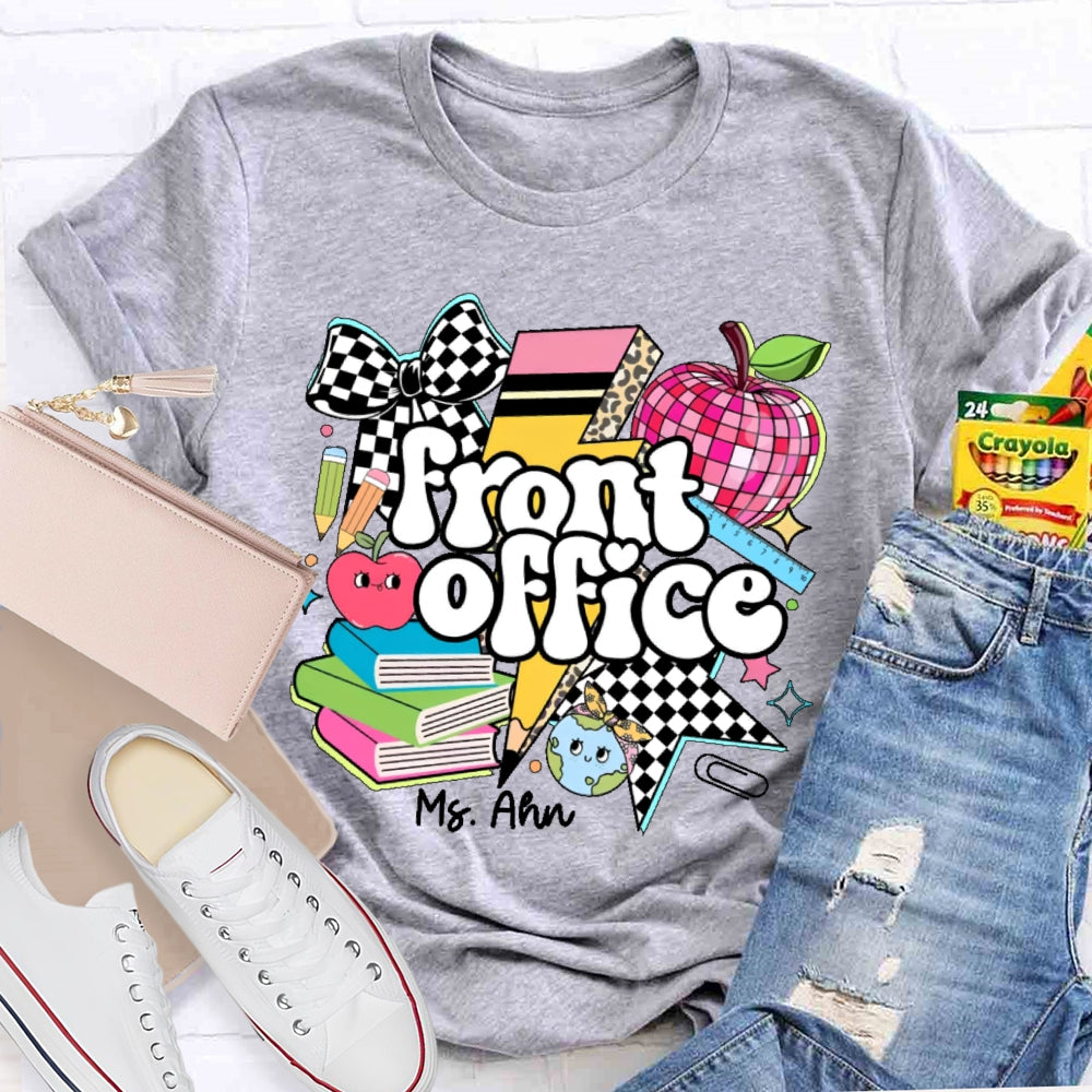 Personalized Name Front Office  Letters Funny  T-shirt
