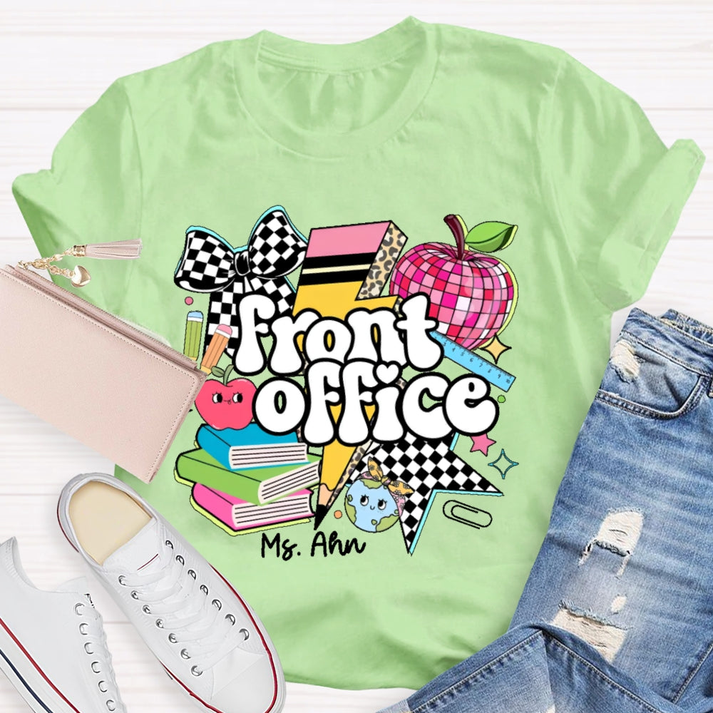 Personalized Name Front Office  Letters Funny  T-shirt