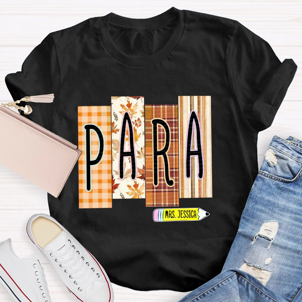 Personalized Name Para Autumn Maple Leaves T-shirt