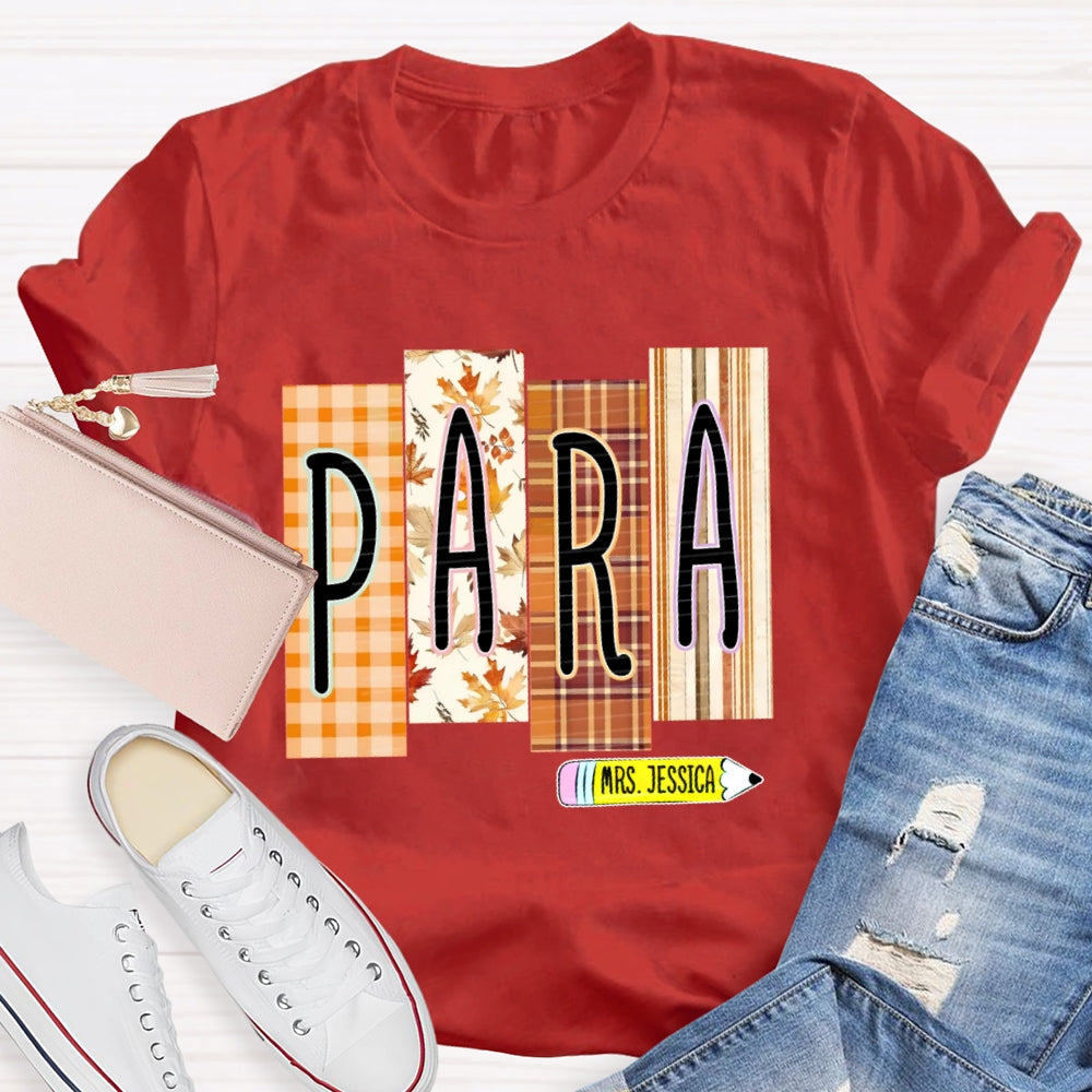 Personalized Name Para Autumn Maple Leaves T-shirt