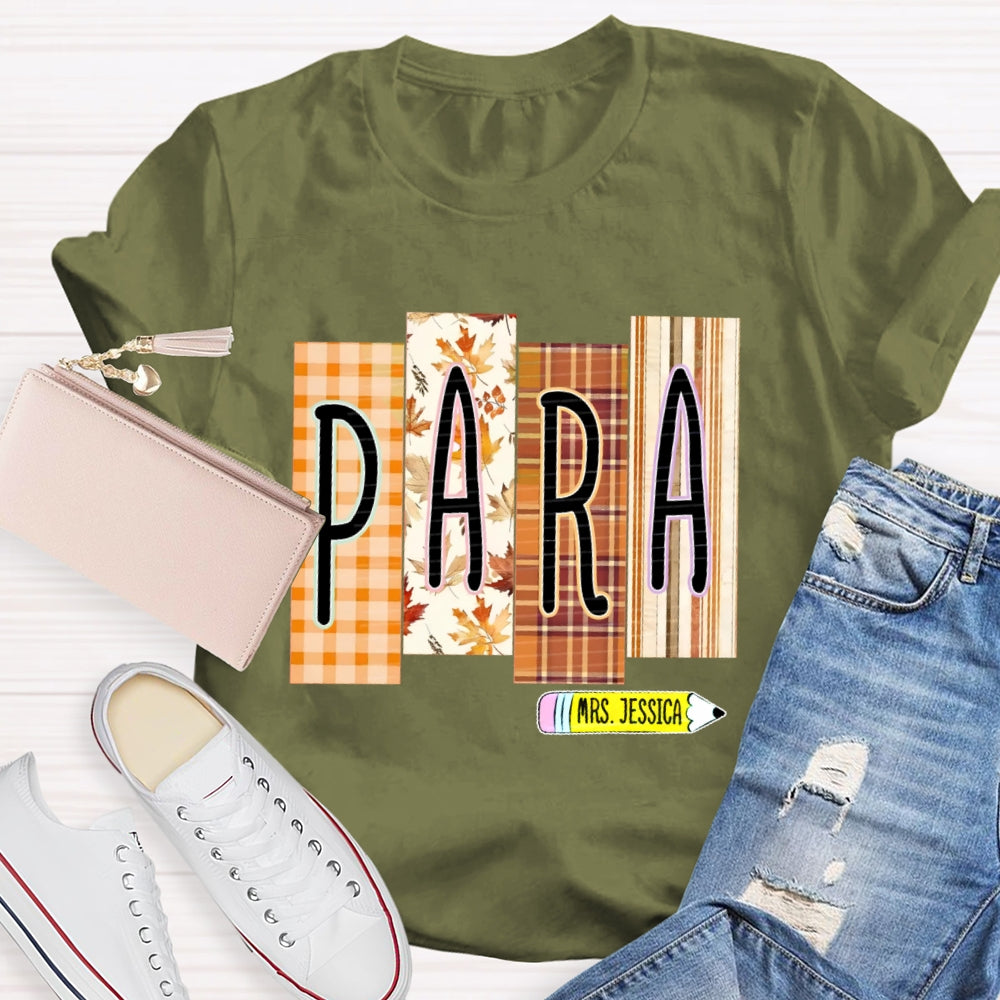 Personalized Name Para Autumn Maple Leaves T-shirt