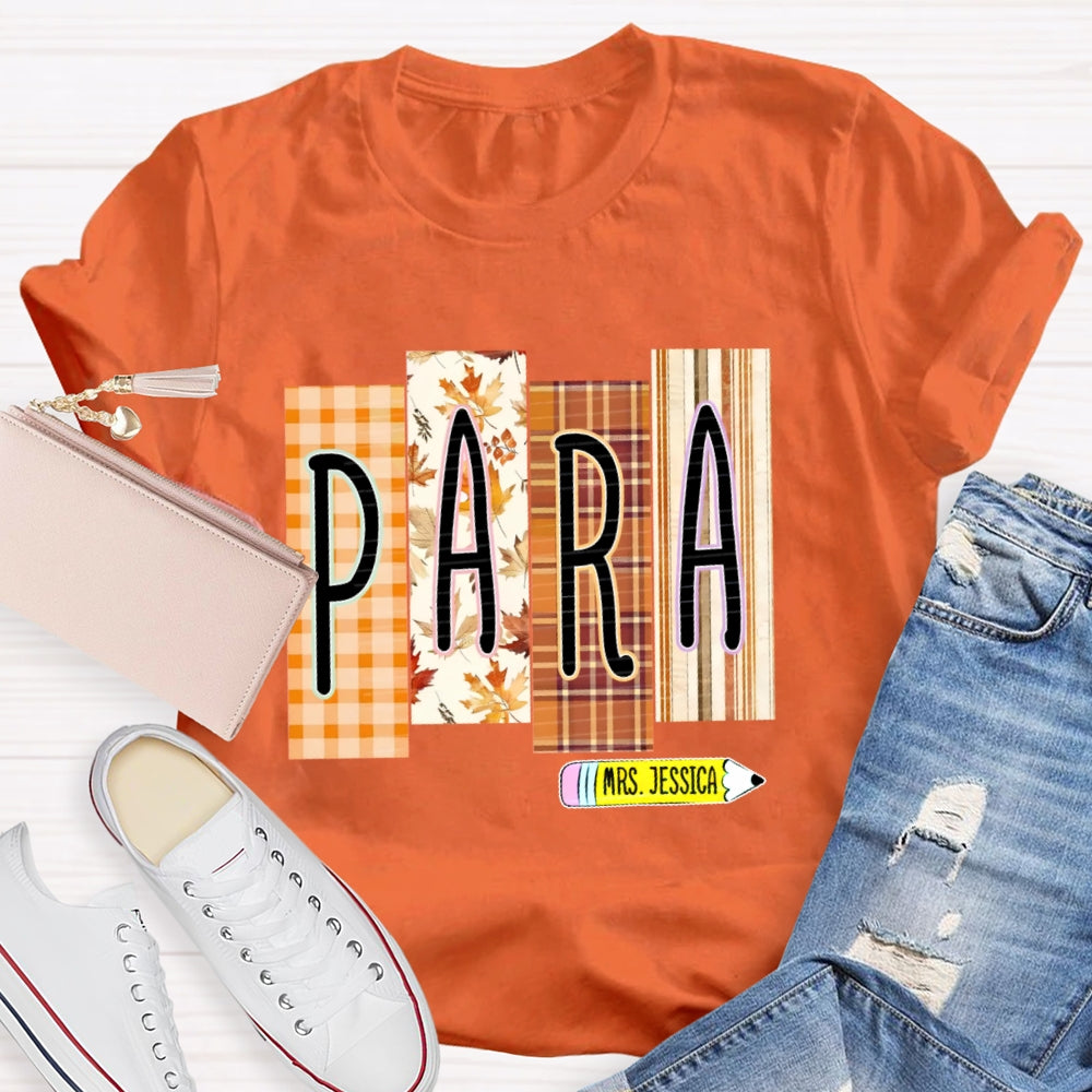 Personalized Name Para Autumn Maple Leaves T-shirt