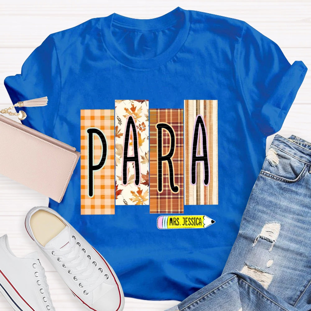 Personalized Name Para Autumn Maple Leaves T-shirt