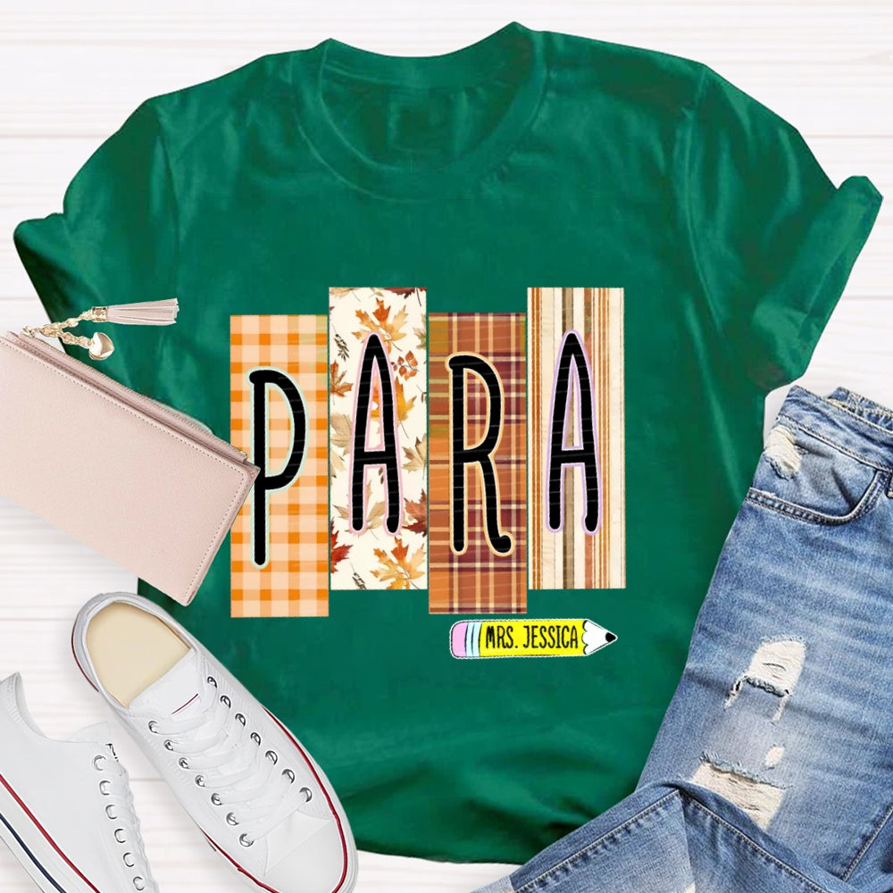Personalized Name Para Autumn Maple Leaves T-shirt