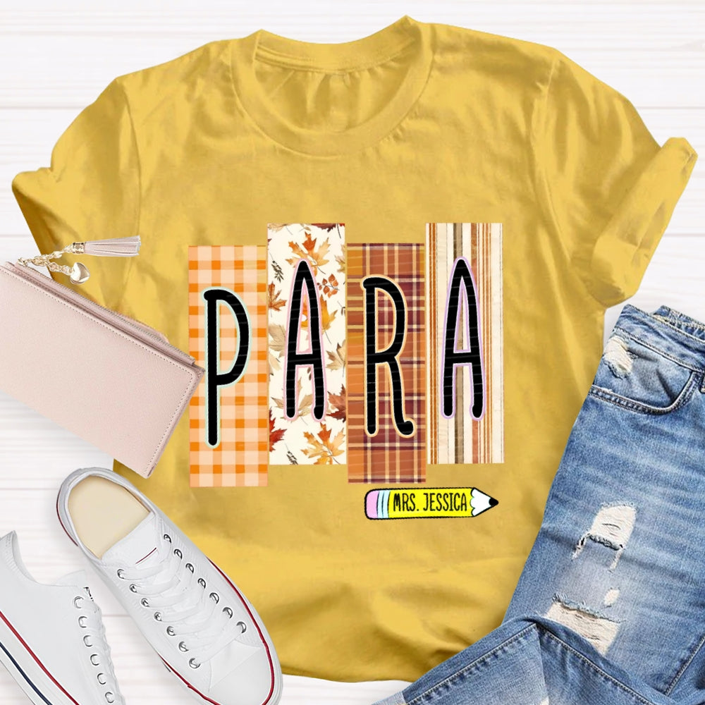 Personalized Name Para Autumn Maple Leaves T-shirt